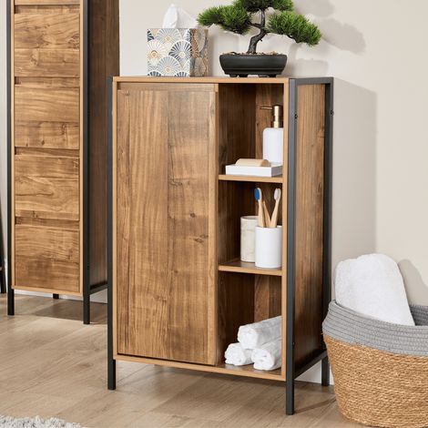 Locastra Bathroom Cabinet Storage Organiser Floor Multi Unit 1 Door And Shelves (1/5)