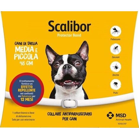 Collier anti-puces et anti-tiques pour chiens, marque Scalibor, en stock -- style italien, 48 cm. (1/4)