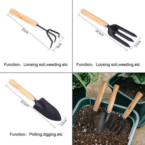 3 pcs Outils de Jardin,Ensemble Outils Jardinage,Outils de Bonsaï,Mini Jardinage Outils Pour pot de jardin, plantes et semis (1/4)