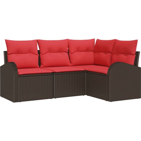 Gartensofa-set Braun Poly-Rattan vidaXL