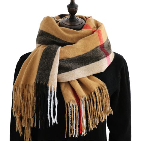 Écharpe-couverture à carreaux pour femme, longue et épaisse, idéale pour l'hiver et l'automne. Grande écharpe/châle à carreaux tartan. (1/5)