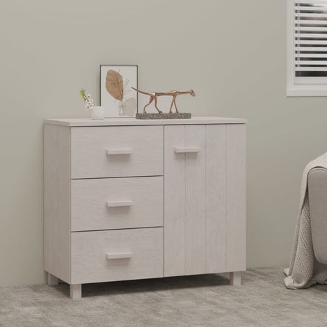 Buffet HAMAR Blanc 90x40x80 cm Bois massif de pin (1/5)