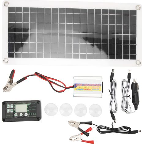 Kit Solaire 220W Onduleur 10A Régulateur Polycristallin Panneau 30W Protection Surtension pour Voiture 12V Camping-car Bateau Marin (1/5)