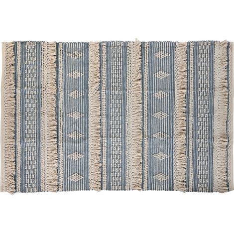 Tapis Coton 180X120X2 1600 Gr Bleu (1/4)