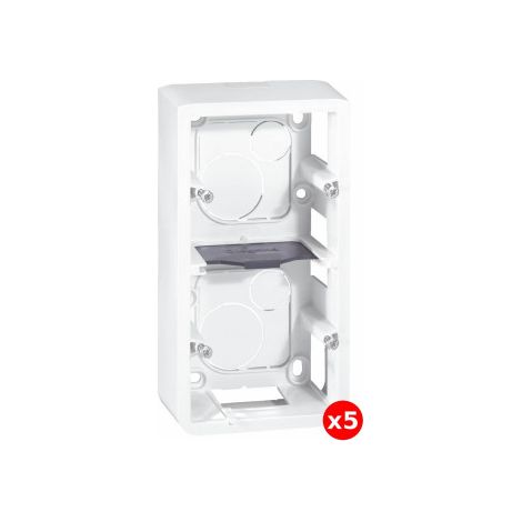 Legrand Mosaic - LOT de 5 Cadres saillie 2 postes - 2 x 2 modules - vertical - Ru00e9f : 080282x5