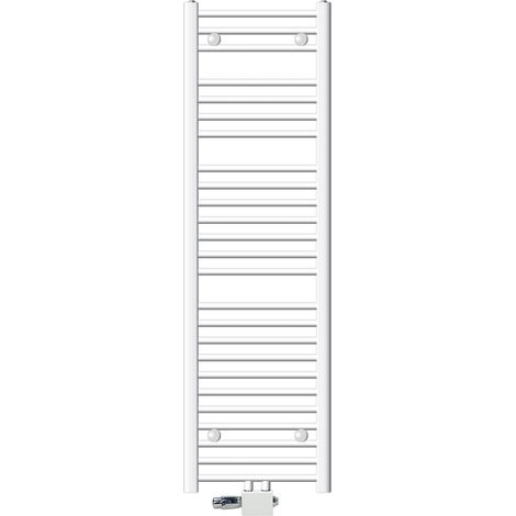 ECD Germany Radiateur Design Sahara Non Électrique - 400 x 1500 mm - Blanc - Connexion Central - avec Kit de Raccordement Universal et Thermostat - Forme Droit - Sèche-Serviettes pour Salle de Bain (1/5)