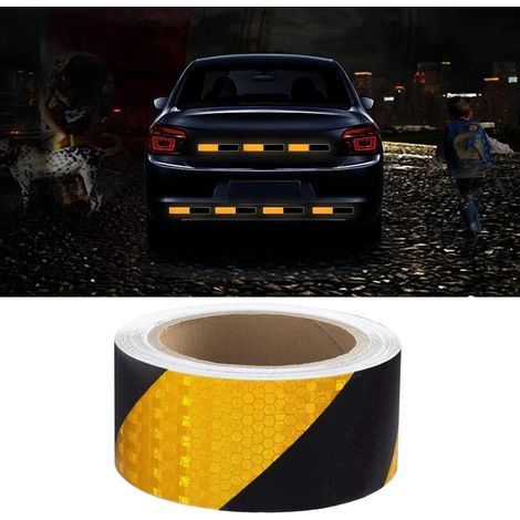 Ruban Réfléchissant, Avertissement De Sécurité Réfléchissant Autocollant Film, Fluorescent Bande Sécurité pour Visibilité Nuit 25Mx 5CM Bande(Noir Jaune) (1/5)