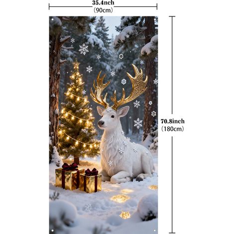 Décorations de Noël 2025 : accessoires, toile de fond, décoration de cour extérieure, rideau/tenture de porte - 90 x 180 cm - 13