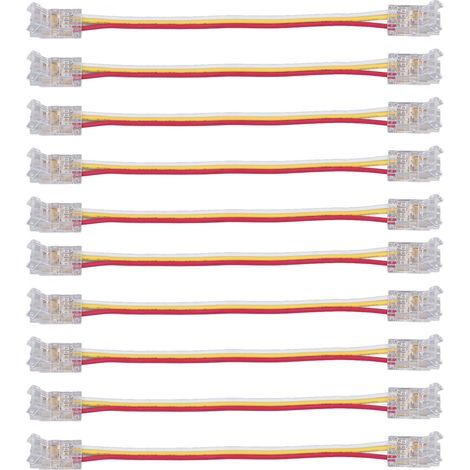 Lot 10 connecteurs 8mm – pour bande COB LED – 3 broches – transparent – sans espace – home party / office – Spacnana (1/5)