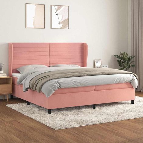 Sommier à lattes de lit avec matelas Rose 200x200 cm Velours (1/5)