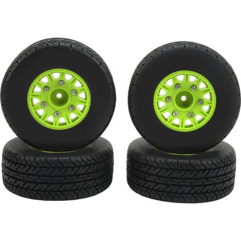 Pneus tout-terrain renforcés 1/10 pour ARRMA, avec jantes et adaptateurs hex, couleur verte. (1/5)