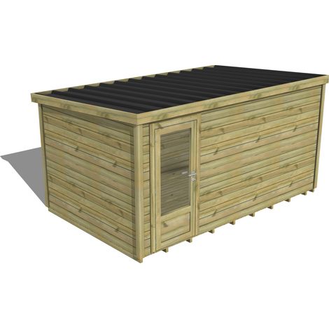 ABRI DE JARDIN bois traité 27mm, Essentiel, 4,3x2,6m, 11m2, Plancher (1/3)