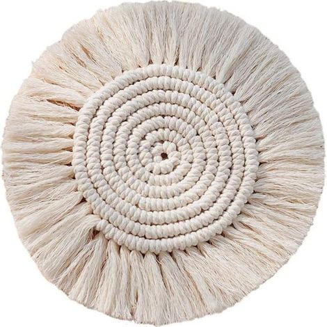 Papasbox - Ensemble de 2 dessous de verre en macramé faits main, napperon tissé à la main, décoration de bureau bohème inspirée des montagnes russes. Convient pour les cuisines, les chambres, les café (1/5)