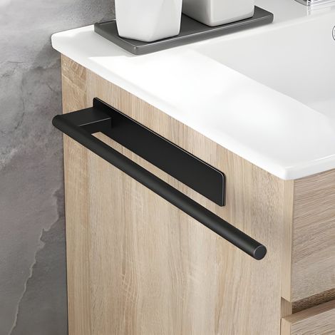 Porte-serviettes sans perçage, en acier inoxydable 304, autocollant et mural, 39 cm, noir[CC] (1/5)