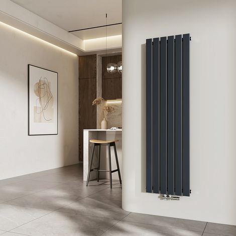 EMKE Heizkörper 160 x 46 cm 751 W Badheizkörper Design Paneelheizkörper, Warmwasser Zentralheizung, Einschichtig, Mittelanschluss, Flachrohr, Anthrazit