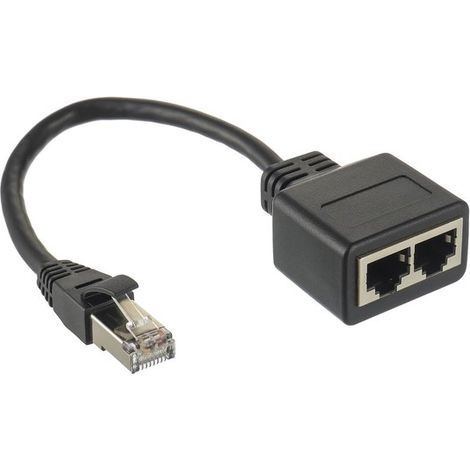 Câble d'extension réseau CAT - Coupleur RJ45 - Répartiteur 1 vers 2 - Lot de 1 - Noir - Cat5 - Cat7 (1/5)
