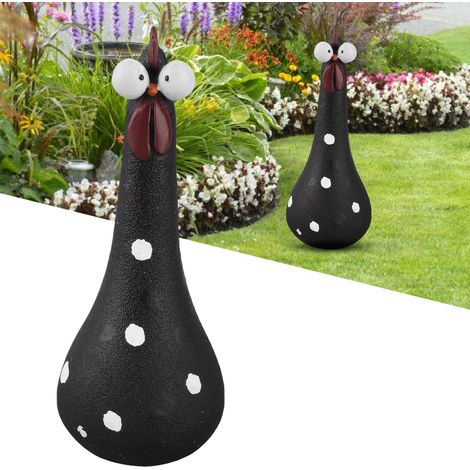 [Statue de jardin] + Artisanat + Chicken Long Neck + Sculpture résine noir 9x20cm pour patio (1/5)