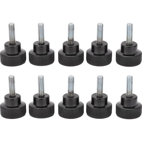 10 vis à main moletées à tête ronde, écrou de serrage, noir M6x25x20 (1/5)