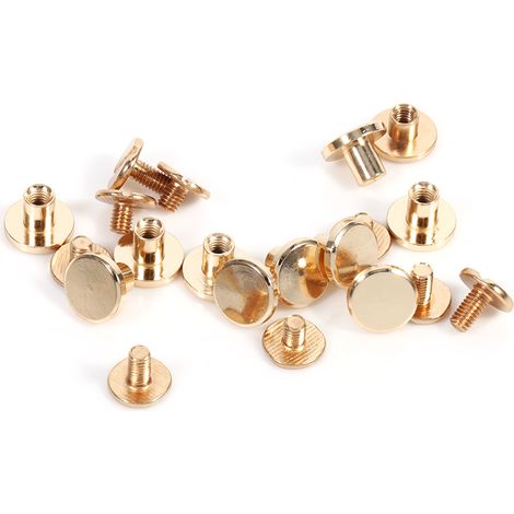 10 ensembles 5/6.5/8mm en laiton massif bouton goujon vis clou vis pour cuir Rivet ceinture bricolage or.