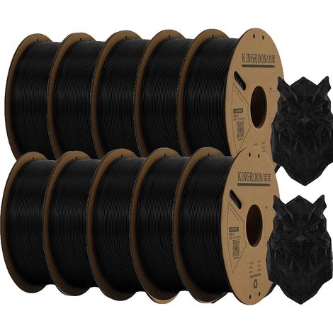 Filamento para impresora 3D, 1,75 mm de diámetro, 300 m de longitud, 10 rollos, negro. (1/2)