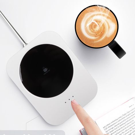 Sous-tasses intelligent à température constante (55 °C), chauffe le lait et le café, maintient les tasses au chaud, sous-tasses isothermes, alimentation USB - blanc (1/5)