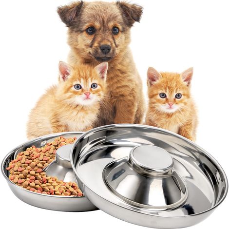 Ensemble de 2 gamelles antidérapantes en acier inoxydable — Conçu spécifiquement pour les chiots, convient également aux chiens de petite, moyenne et grande taille.