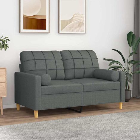 Lot de 2 Coussins décoratifs Moderne - Coussins Déco Gris foncé Ø15x50 cm Tissu BV259619 - BonneVie (1/5)
