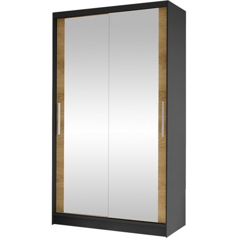 Armario Closico Structor VII, Negro + Roble Artisan, 200x100x58cm, Puertas de armario: Correderas, Número de estantes: 4 (1/4)