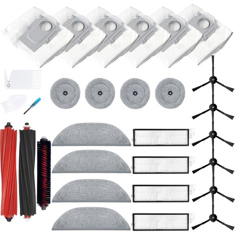 Kit di 29 accessori di ricambio compatibili con Roborock S8 MaxV Ultra: 2 spazzole principali, 4 filtri, 6 spazzole laterali, 4 panni per la pulizia, 6 sacchetti per aspirazione. (1/5)