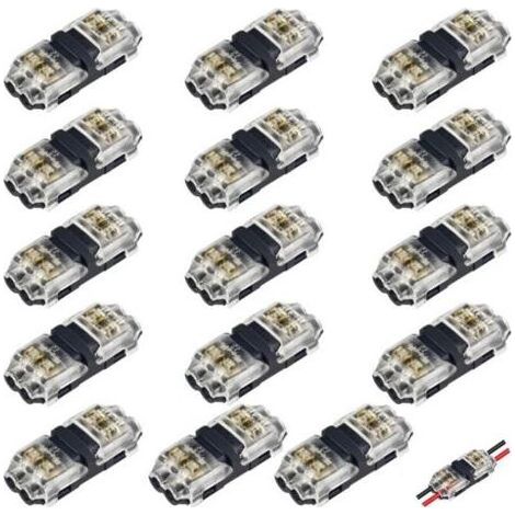 Connecteurs de câble basse tension, 15 connecteurs rapides sans soudure, 2 voies pour usage automobile, connexion fiable, compatibles avec les fils de calibre 18-22 AWG (1/4)