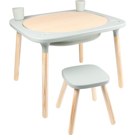 Table de jeux 4 en 1 Montessori avec tabouret en bois FSC® (1/5)