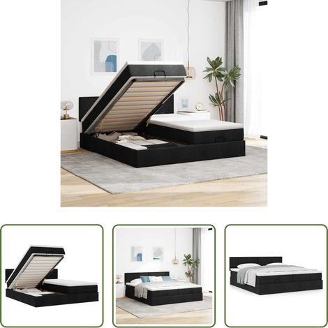 Matratze - Ottoman-Bett mit Matratzen Schwarz 160x200 cm Stoff (1/5)