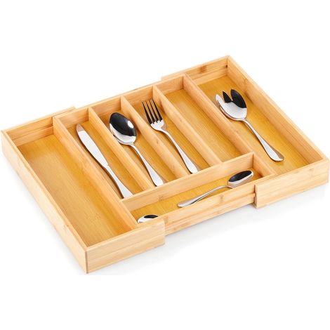 Tiroir à couverts extensible en bambou 28-45 x 33,5 cm