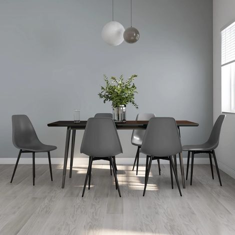 Sedie da Pranzo 6 pz Grigie in PP vidaXL