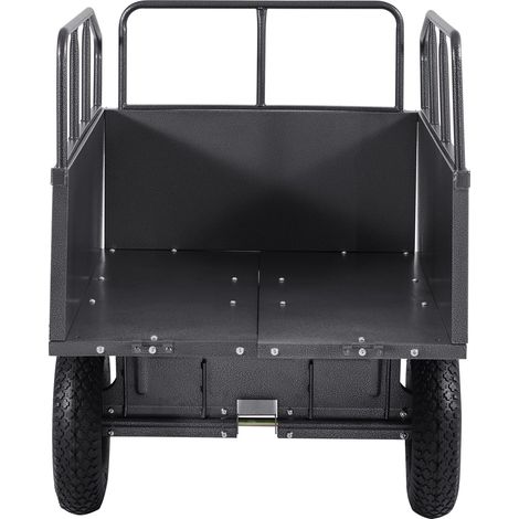 Remorque utilitaire de jardin, 17 pi³ et 272 kg, pour quad ou UTV, benne basculante en acier, roues 16", traction manuelle ou au pied, robuste pour tondeuse et tracteur. (1/5)