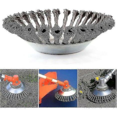 MINE Roue en fil d'acier Tondeuse à gazon Tête de coupe-herbe Brosse de désherbage Outil de jardin Brosse de coupe-herbe Roue de désherbage en fil d'acier (taille: 8 pouces) (1/4)
