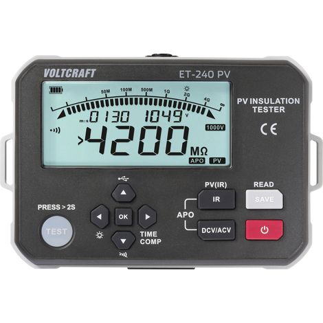 VOLTCRAFT ET-240 PV Appareil de mesure de l'isolation 125 V, 250 V, 500 V, 1000 V 4000 MΩ