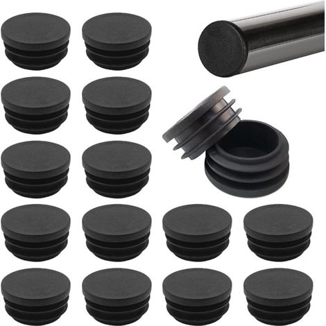 Stuhlbeinkappen, 20 mm, runde Kunststoffkappen, für Stuhlrohre, für Tische, Stühle und Möbel für den Innen- und Außenbereich (50er-Packung, schwarz) (1/5)