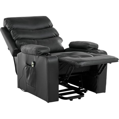 Electric Recliner Chair ETER With Footrest Faux Leather Black