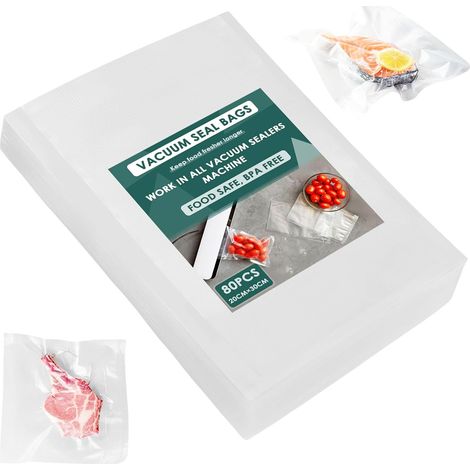 100 bolsas de vacío, 30 cm × 20 cm, bolsas de película para congelador sin BPA, bolsas selladoras al vacío para máquinas de vacío de alimentos, compatibles con cualquier sellador de alimentos para coc (1/5)