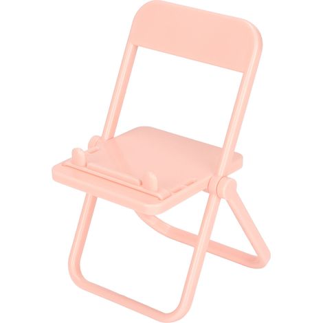 Support téléphone en forme de chaise pliable rose, support de bureau réglable pour téléphone portable, accessoire de bureau mignon. (1/5)