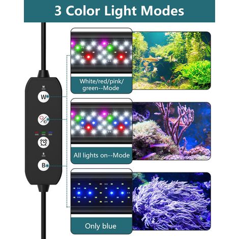 Éclairage LED Aquarium Lampe Full Spectrum Luminaire Pour Plantes et Poissons Décoration avec Minuteur