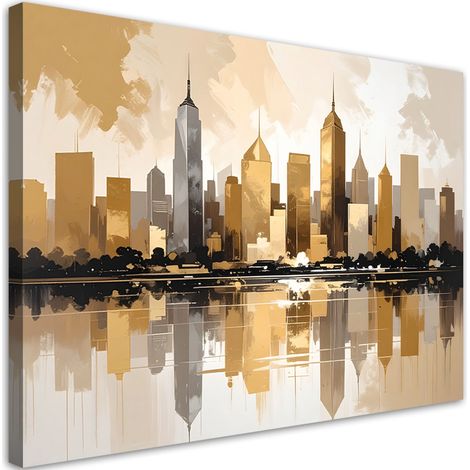 Stampe su Tela, Edifici moderni Città in beige e oro, 60x40 (1/5)