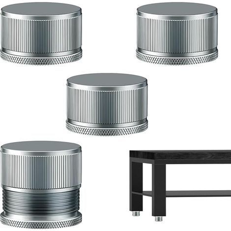 Höhenverstellbare Möbelfüße aus Metall, verstellbar von 2,3 bis 4,2 cm, geeignet für Tische, Schränke, Couchtische usw., 4er-Set, silberfarben. (1/5)