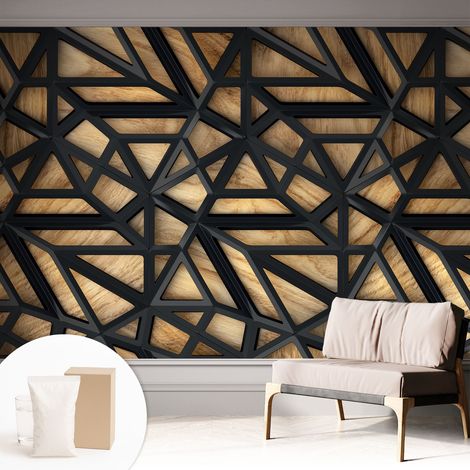 Papier peint intissé mural avec imprimé pour décoration pour salon pour chambre à coucher pour entrée Combinaison géométrique 312x219 cm (1/5)