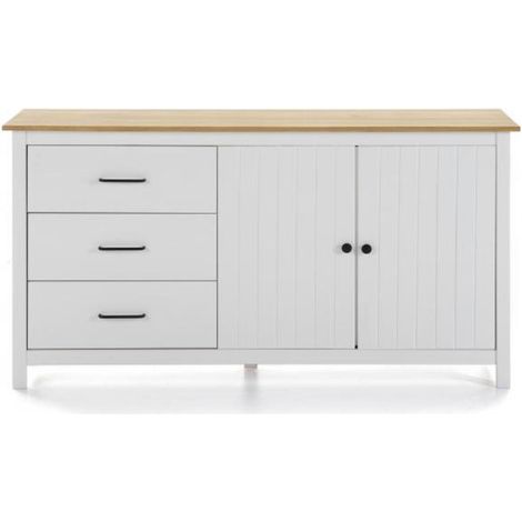 Aparador 2 puertas 3 cajones Mariana acabado blanco 80 cm(alto) 150 cm(ancho) 40 cm(largo) (1/4)
