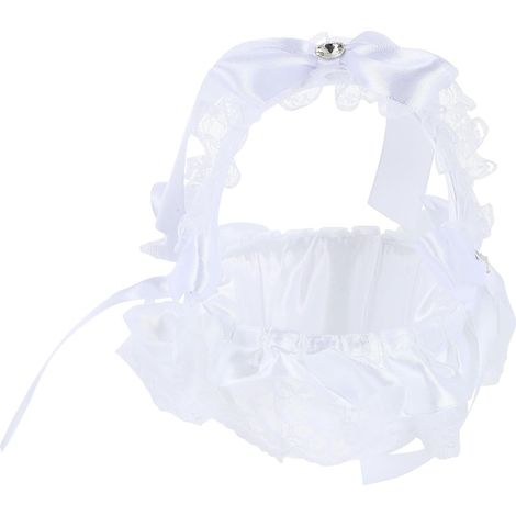 Panier de Mariage en Dentelle Blanc, Petit Panier Élégant pour Fille D'honneur, pour Cérémonie et Fête, Tissu Délicat et Design Romantique (1/5)