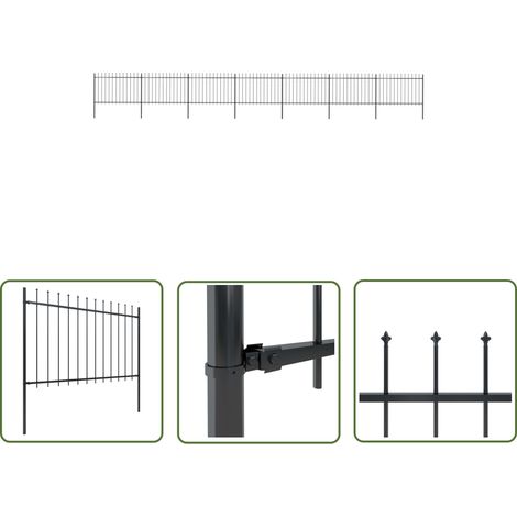 The Living Store Gartenzaun mit Speerspitzen Stahl 11,9 x 1,2 m Schwarz - Gartenzaun - Stahlezaunt - Metallzaun - Zaun Schwarz - Zierzaun (1/5)
