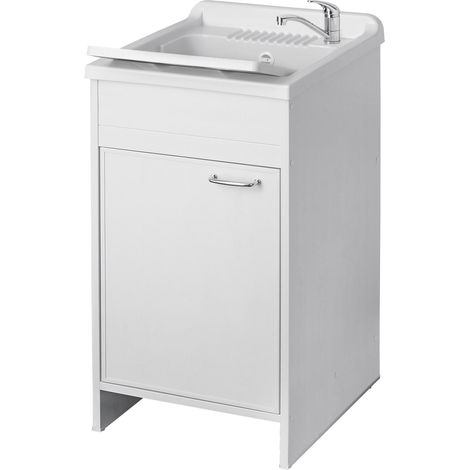 Mobile Lavatoio in PVC 50x50x85 cm 1 Anta Forlani Garden Bianco (1/4)