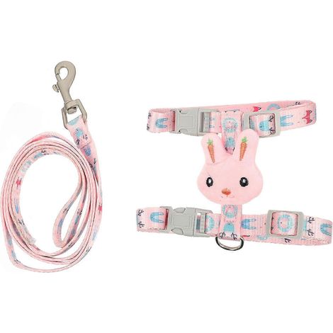 Arnés y correa para gatos, cuerda de tiro para mascotas, 2 piezas, rosa, nailon, flexible, collar. (1/5)